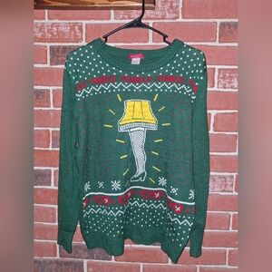A Christmas Story leg lamp green Christmas sweater